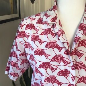 EDDIE BAUER fish print button-up